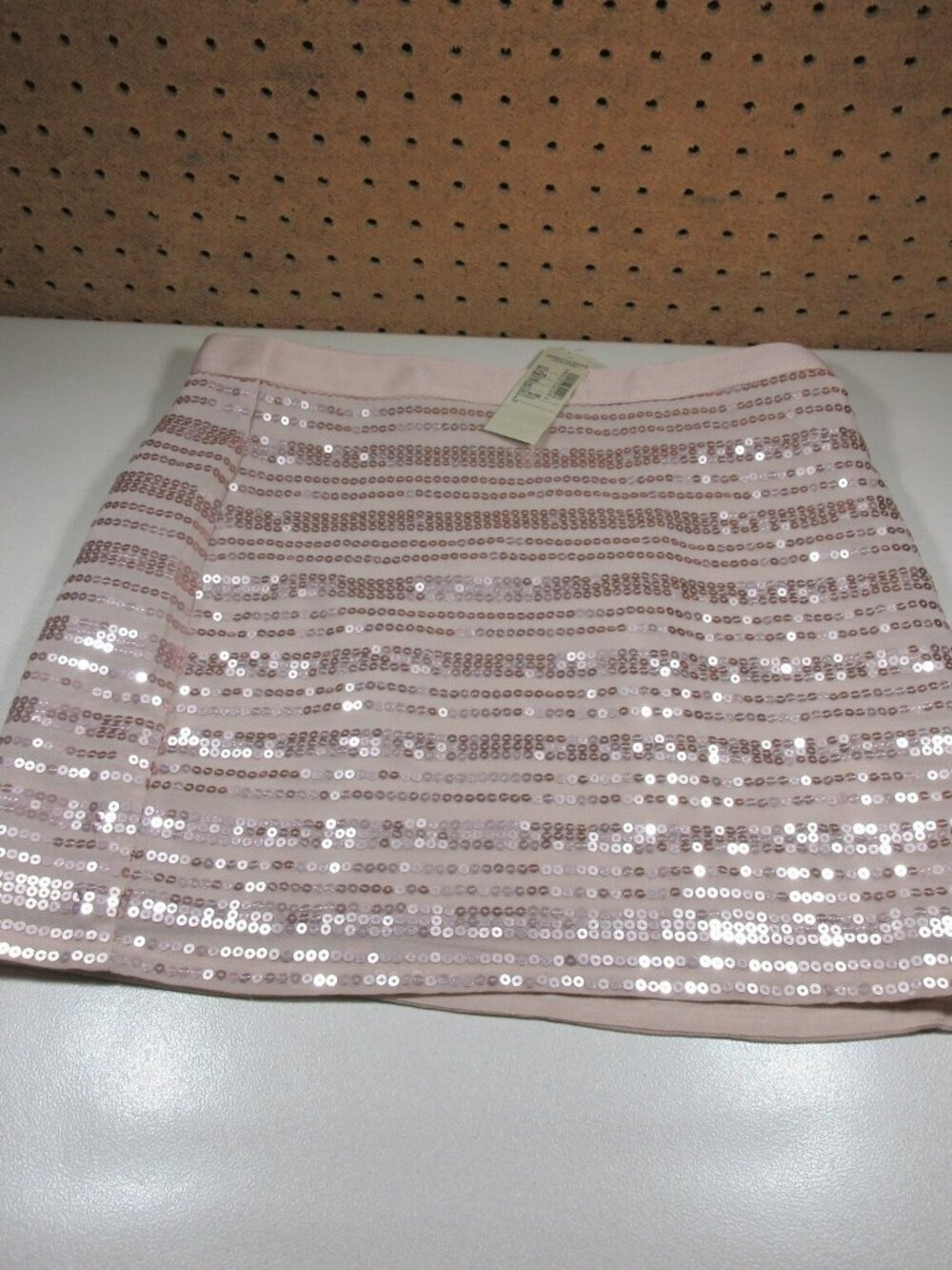 American Eagle womens tan striped rhinestone mini skirt 2 NWT